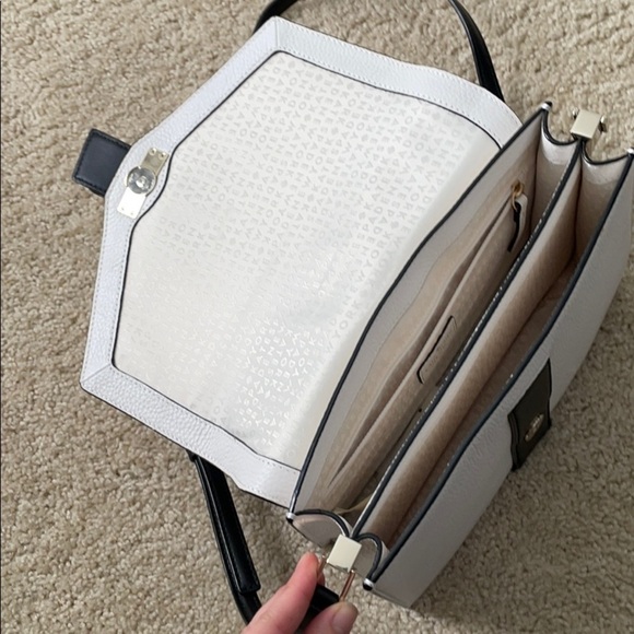 NWOT Kate space shoulder bag white/blk leather - Picture 3 of 4